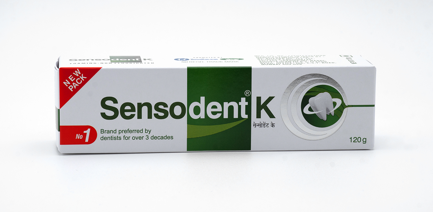 Sensodent K toothpaste for sensitive teeth protection.