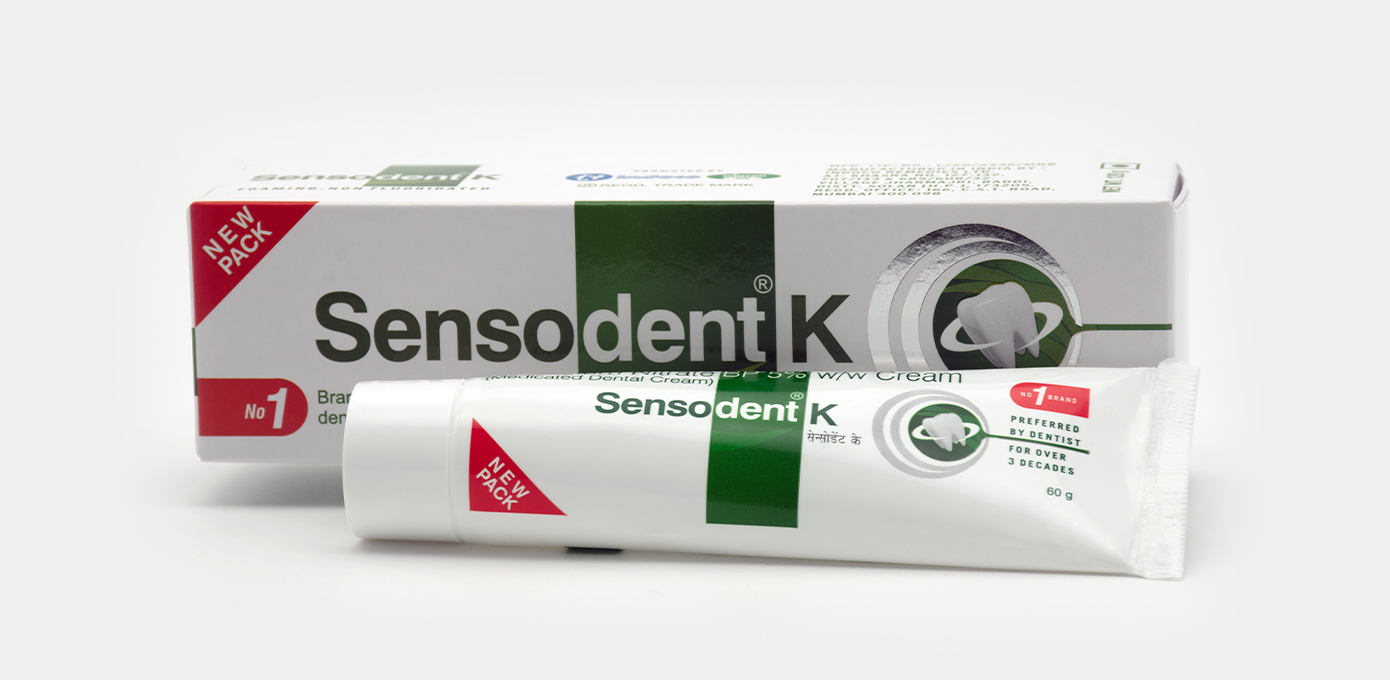 Sensodent K toothpaste tube